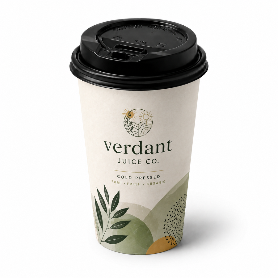 16 oz Custom Recyclable Paper Cups with Lids