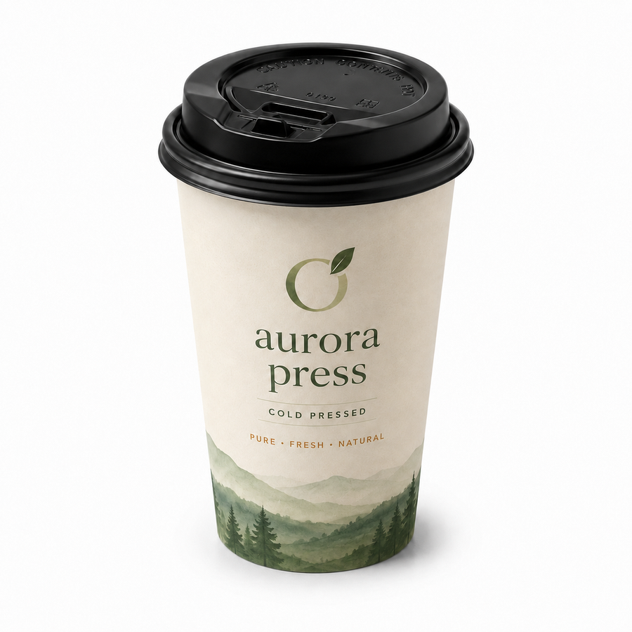 12 oz Custom Recyclable Paper Cups with Lids