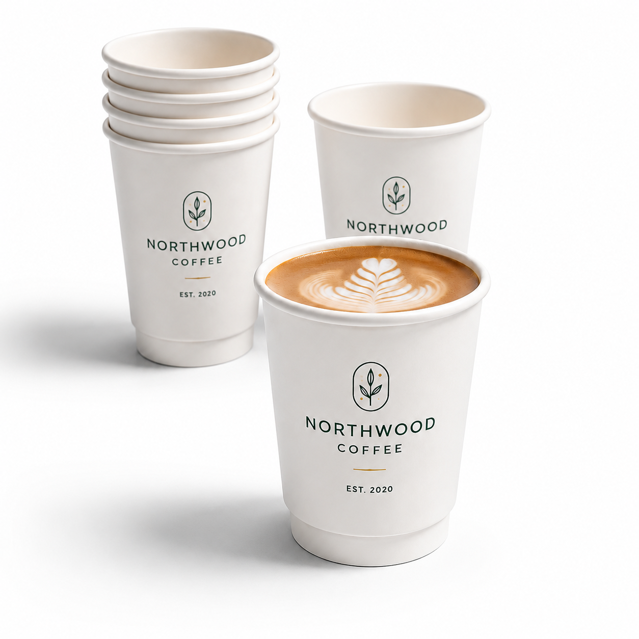 8 oz Custom Recyclable Double Wall Paper Cups with Lids