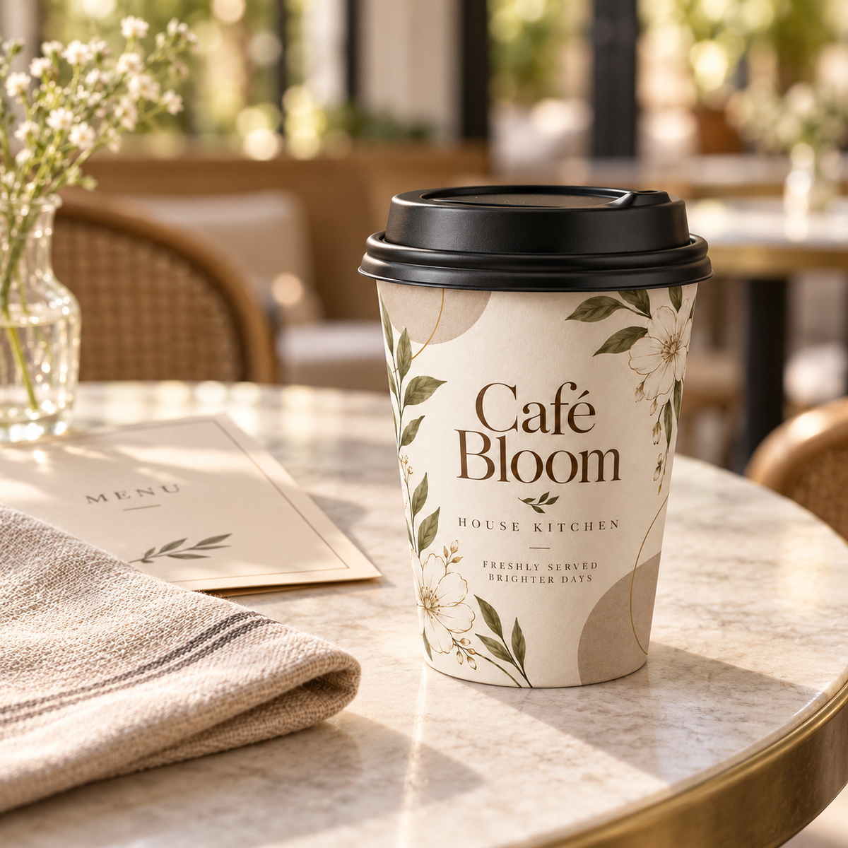 12 oz Custom Recyclable Paper Cups with Lids