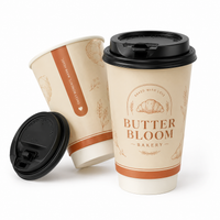 16 oz Custom Recyclable Double Wall Paper Cups with Lids