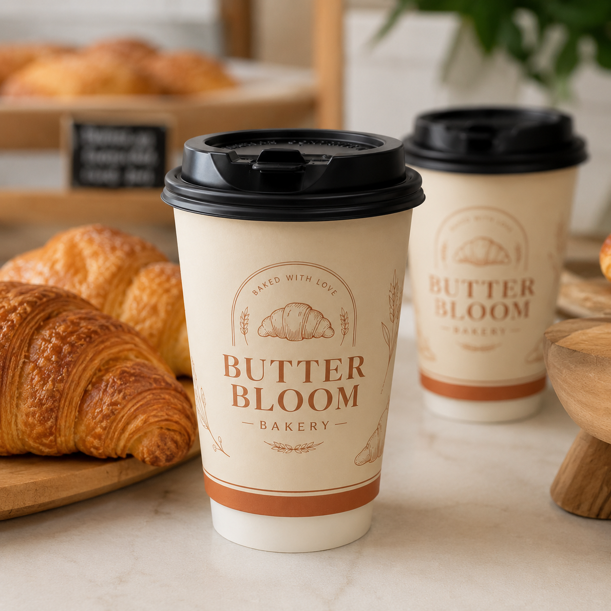 16 oz Custom Recyclable Double Wall Paper Cups with Lids