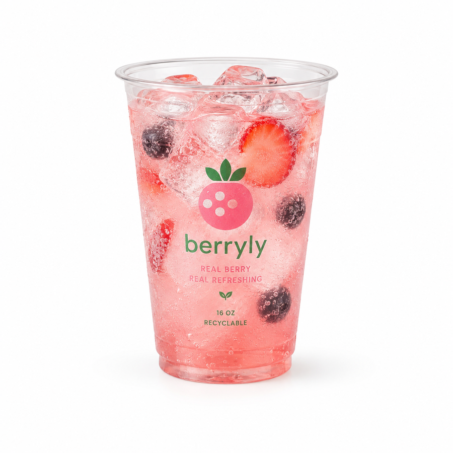 16 oz Custom Recyclable Plastic Cups with Lids