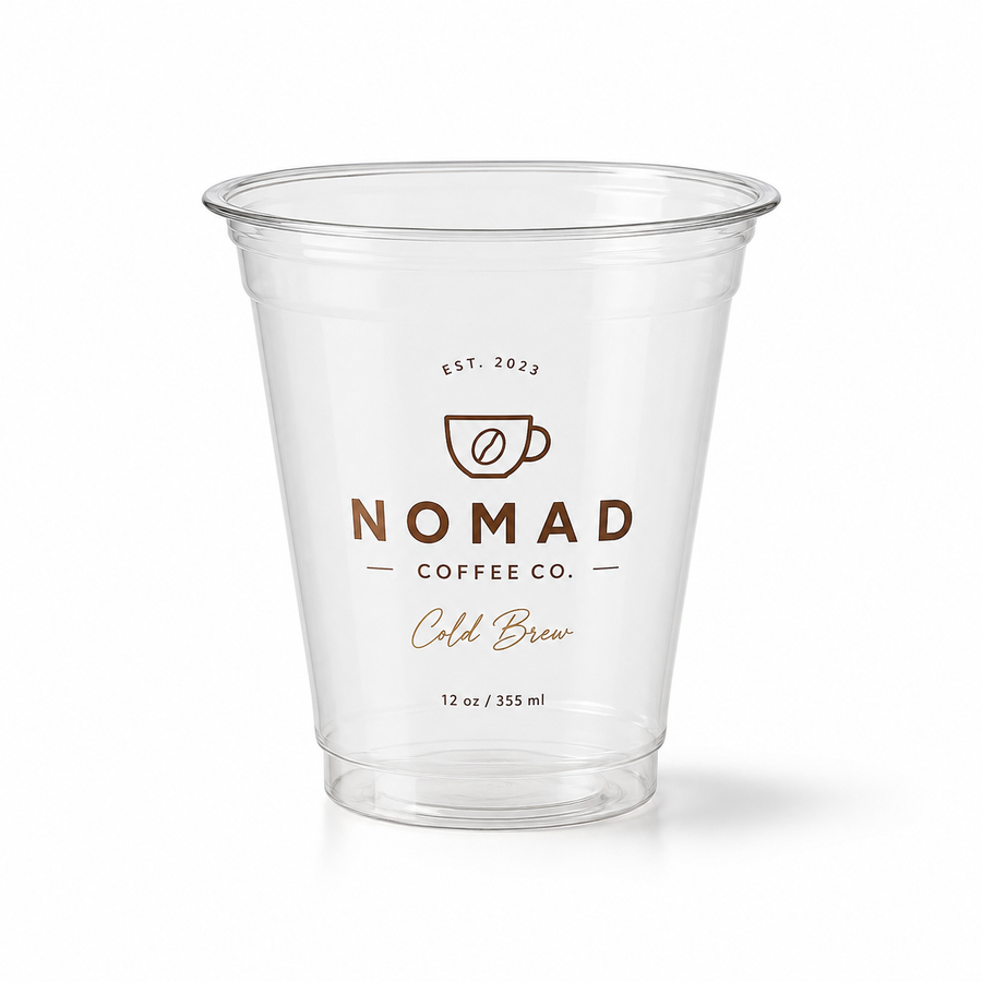 12 oz Custom Recyclable Plastic Cups with Lids